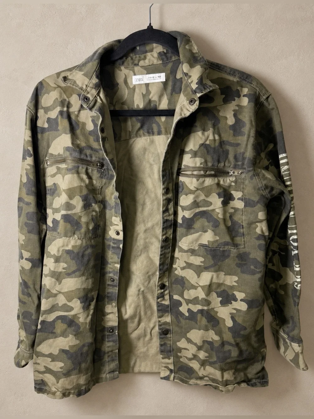 Zara Kids Olive Camo Shirt Jacket Size 11/12 152cm